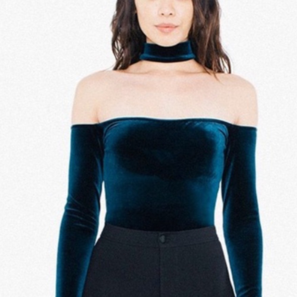 American Apparel Velvet Choker Top (Dark Blue)